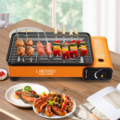 Portable Gas BBQ Stove - Outdoor Camping, Home Use, Gas Cartridge Grill for BBQ, Fish Grilling, Hot Pot