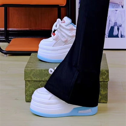 Women's height-increasing white shoes 2024 autumn new thick-soled platform shoes sports and casual sneakers