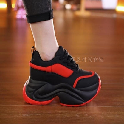 Inner height-increasing women's shoes  autumn and winter plus velvet shoes women's thick-soled platform versatile casual sports shoes