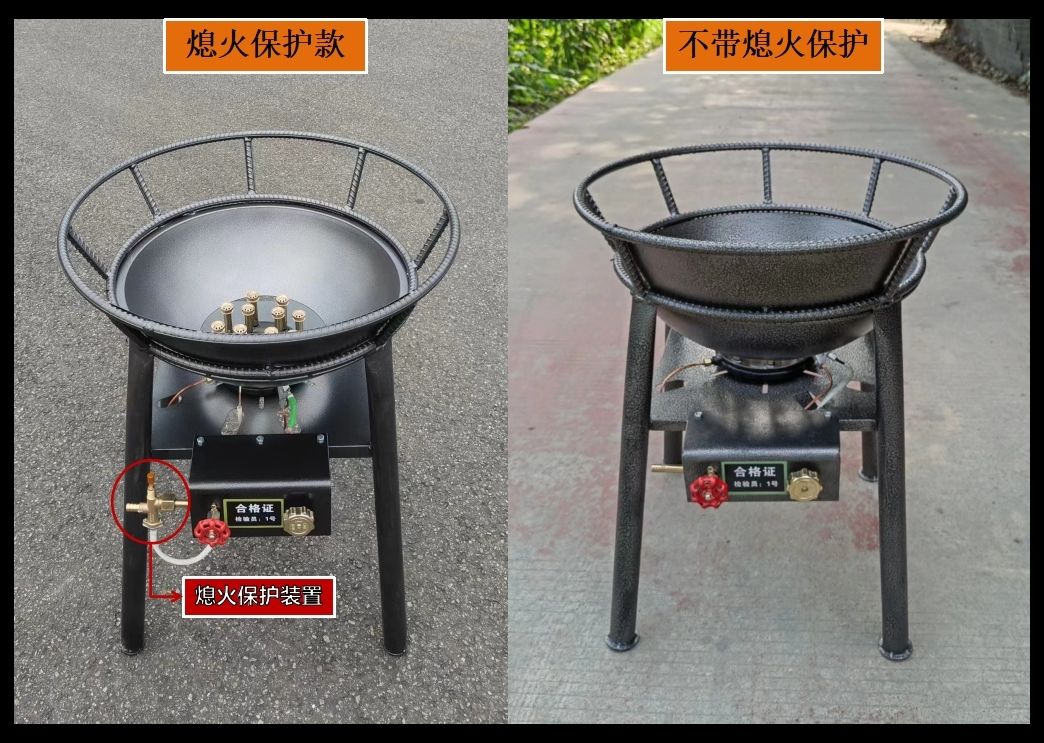 75CM Commercial Gas Stove with Flameout Protection - Mobile Banquet Large Pot Stove for Rural, Restaurant, Outdoor Events, High-Power LPG Burner