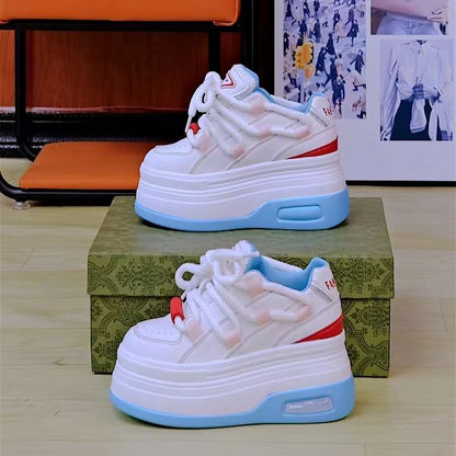 Women's height-increasing white shoes 2024 autumn new thick-soled platform shoes sports and casual sneakers