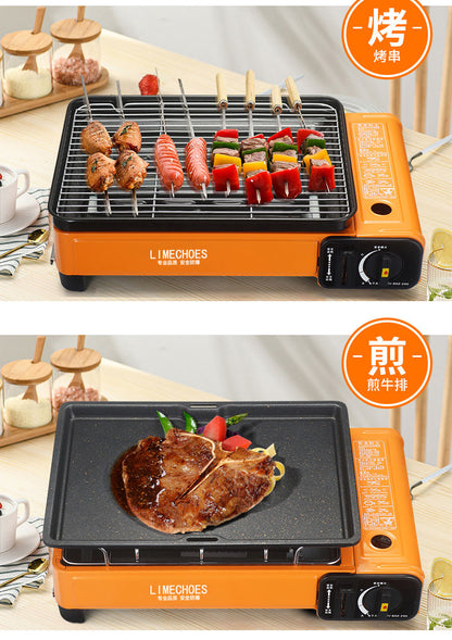 Portable Gas BBQ Stove - Outdoor Camping, Home Use, Gas Cartridge Grill for BBQ, Fish Grilling, Hot Pot