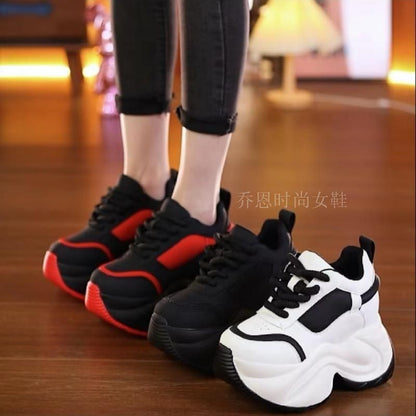 Inner height-increasing women's shoes  autumn and winter plus velvet shoes women's thick-soled platform versatile casual sports shoes