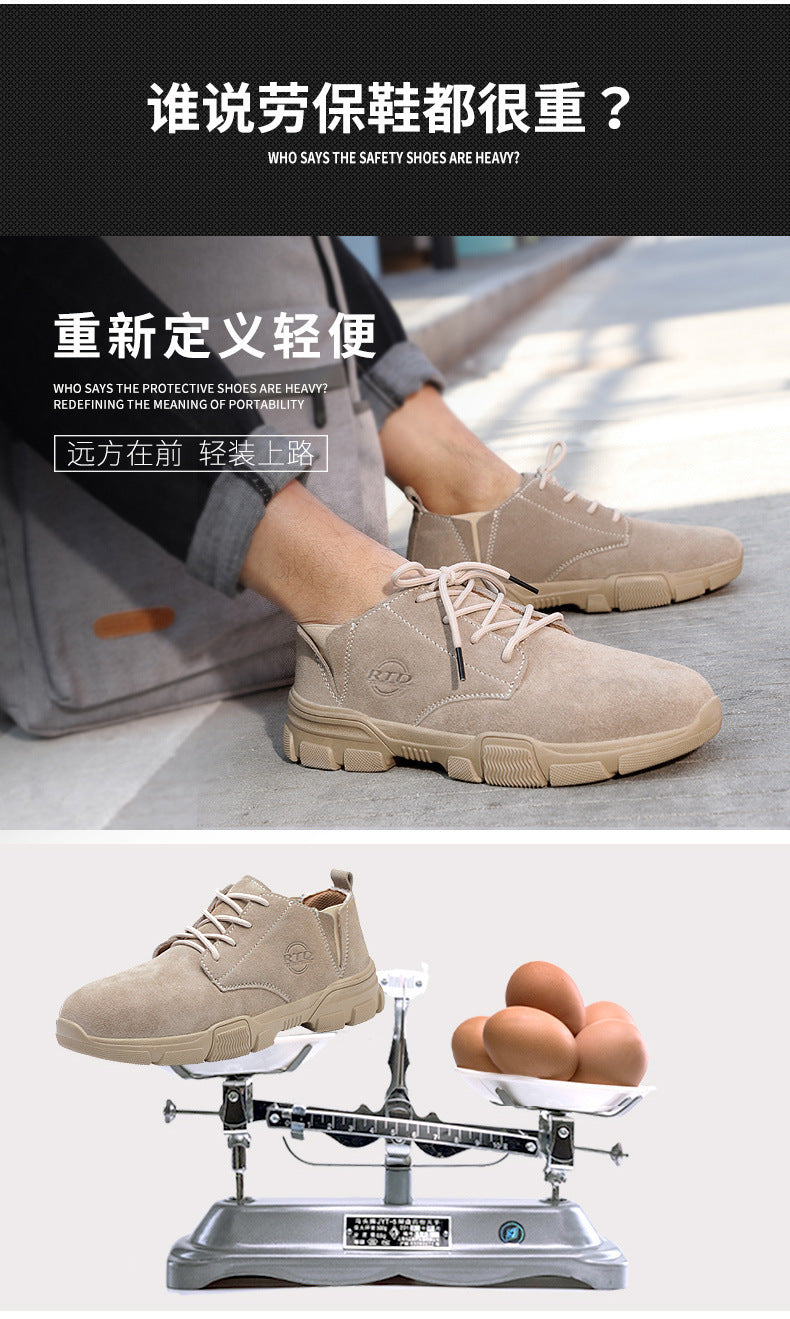 Labor protection shoes, anti smashing and anti piercing, summer men's breathable and wear-resistant welding steel toe, safe construction site work shoes