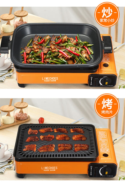 Portable Gas BBQ Stove - Outdoor Camping, Home Use, Gas Cartridge Grill for BBQ, Fish Grilling, Hot Pot