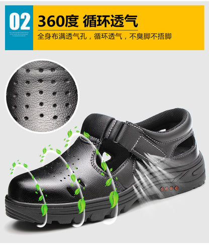 Labor protection sandals for men, odor proof, breathable, impact resistant, puncture resistant safety shoes, comfortable, breathable, and construction site protective shoes