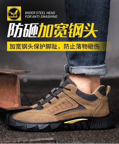 Labor protection shoes wholesale for men, anti smashing and anti piercing, lightweight and comfortable steel Baotou, all season men's safety work shoes