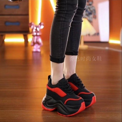 Inner height-increasing women's shoes  autumn and winter plus velvet shoes women's thick-soled platform versatile casual sports shoes