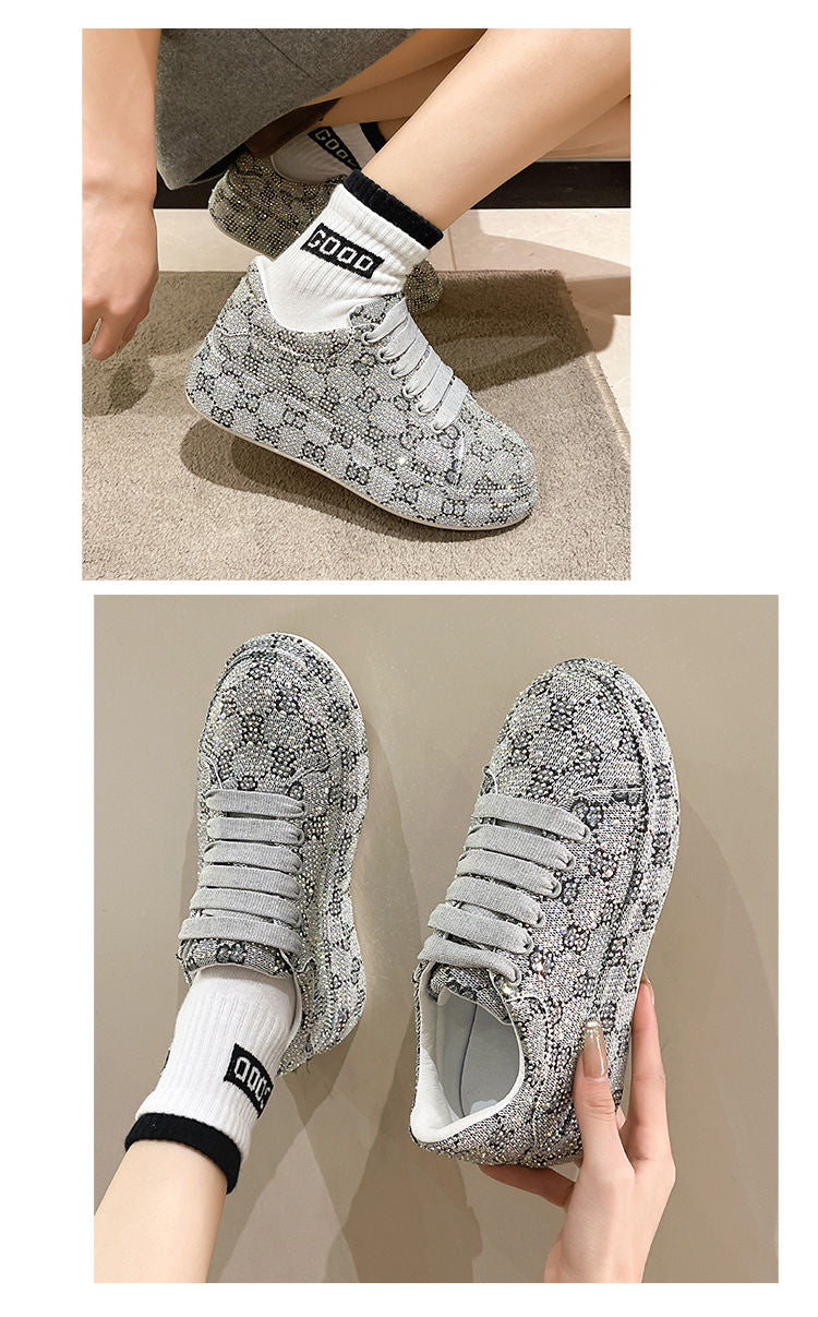 Glamorous Stride: Women's Rhinestone-Embellished High-End Athletic Shoes