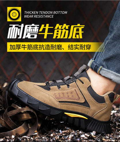 Labor protection shoes wholesale for men, anti smashing and anti piercing, lightweight and comfortable steel Baotou, all season men's safety work shoes