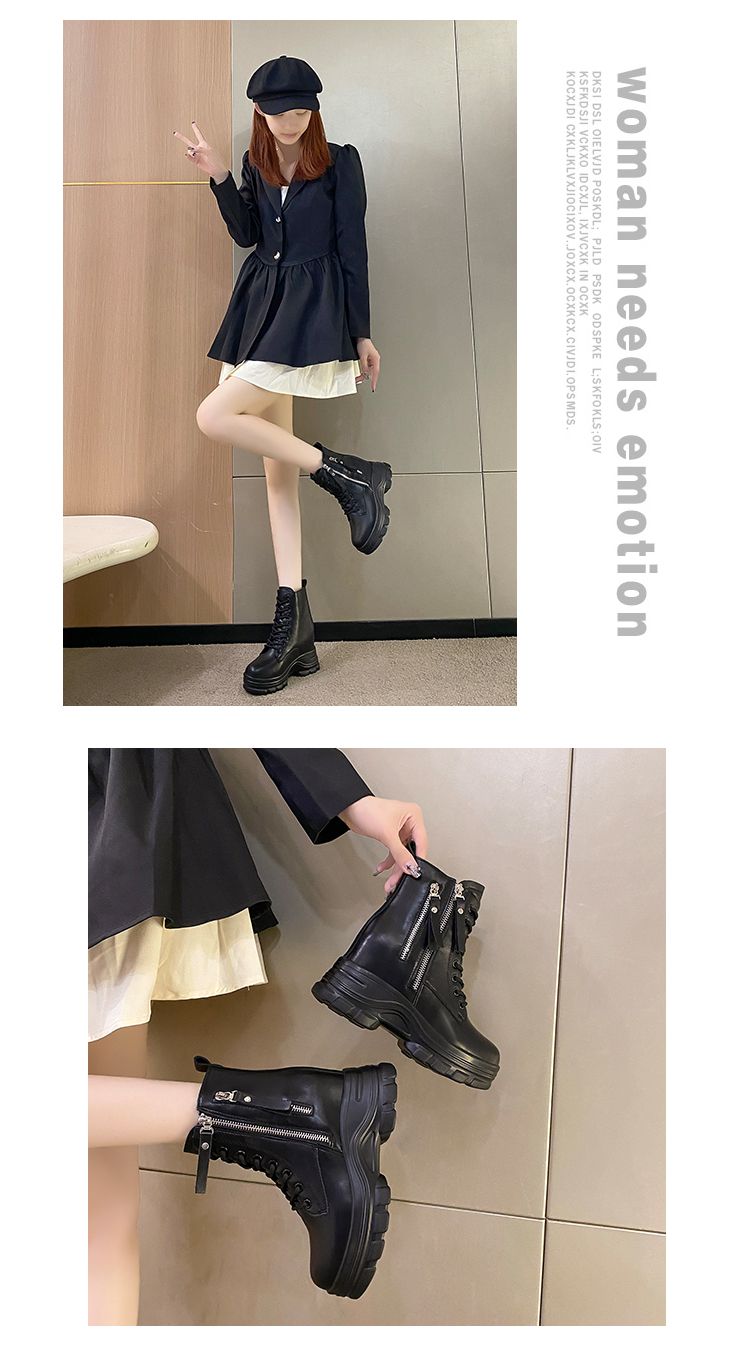 Inner heightening boots for women short boots 9cm thick sole Martin boots women's British style