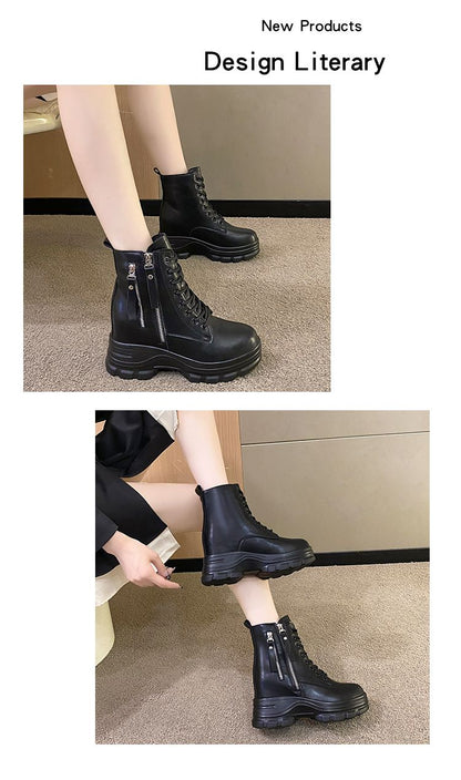 Inner heightening boots for women short boots 9cm thick sole Martin boots women's British style