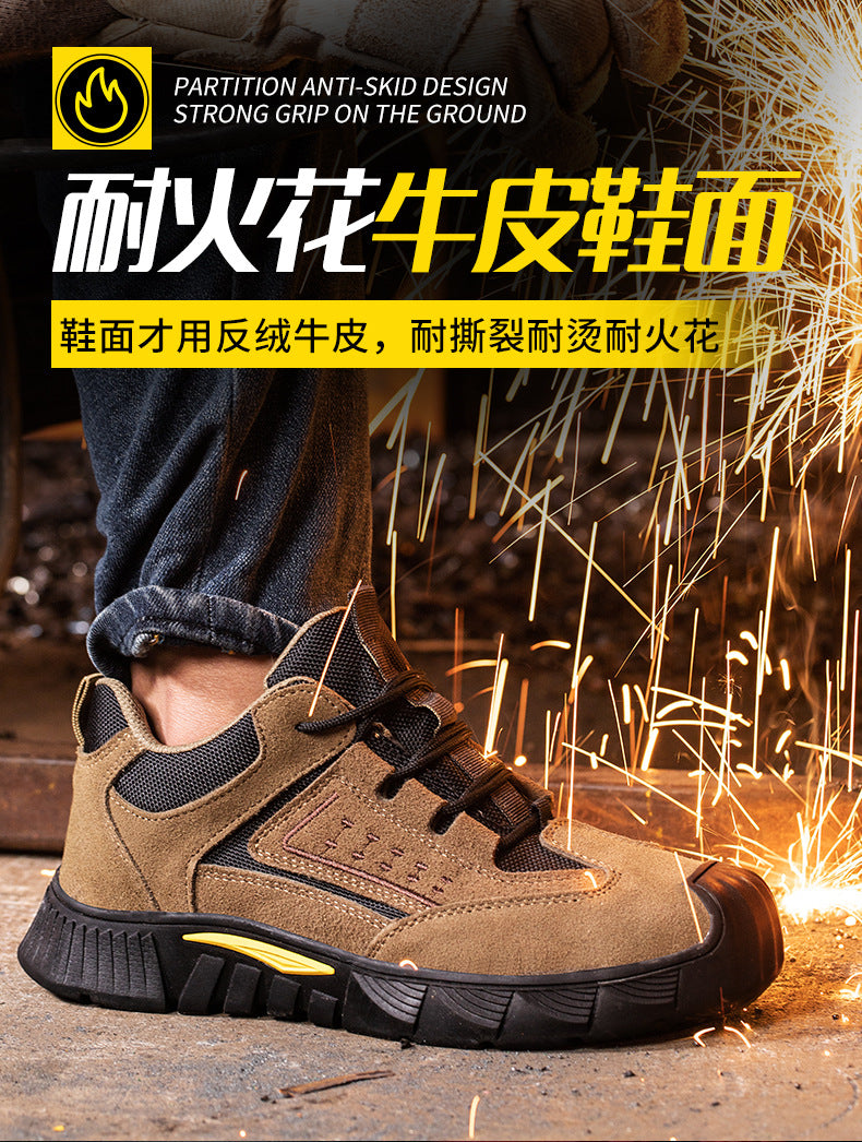 Labor protection shoes wholesale for men, anti smashing and anti piercing, lightweight and comfortable steel Baotou, all season men's safety work shoes