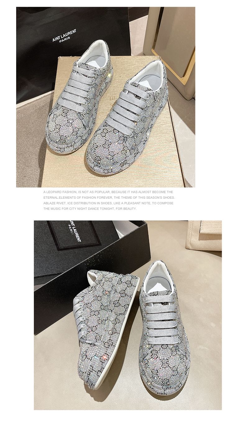 Glamorous Stride: Women's Rhinestone-Embellished High-End Athletic Shoes