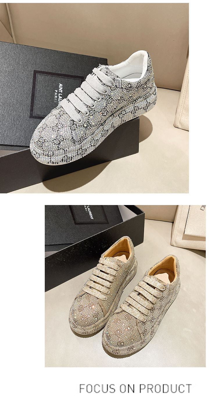 Glamorous Stride: Women's Rhinestone-Embellished High-End Athletic Shoes